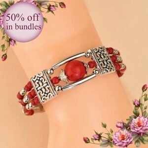 Classic Bohemian bead Bracelet Made
Of Fake‎ Turquoise